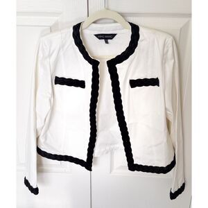 Ming Wang Braided Cotton-Blend White Crop Jacket size XS